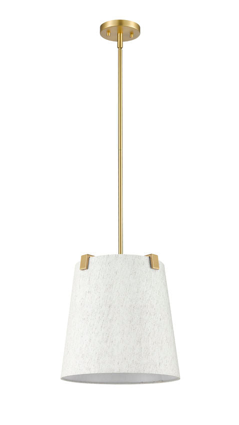 Z-Lite Weston 13" 3-Light Modern Gold and Cream Fabric Shade Pendant Light