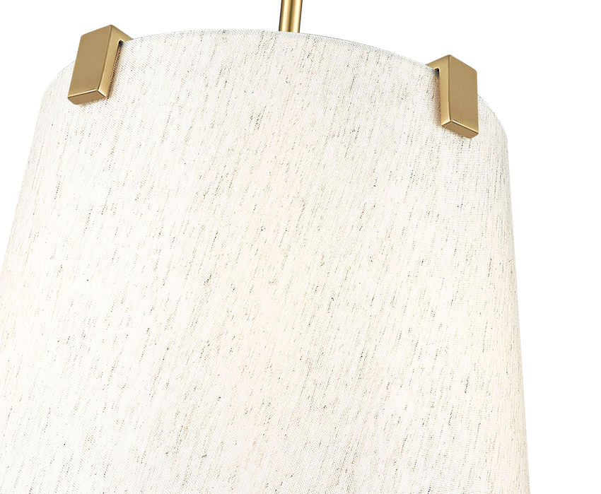 Z-Lite Weston 13" 3-Light Modern Gold and Cream Fabric Shade Pendant Light