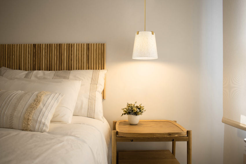 Z-Lite Weston 13" 3-Light Modern Gold and Cream Fabric Shade Pendant Light
