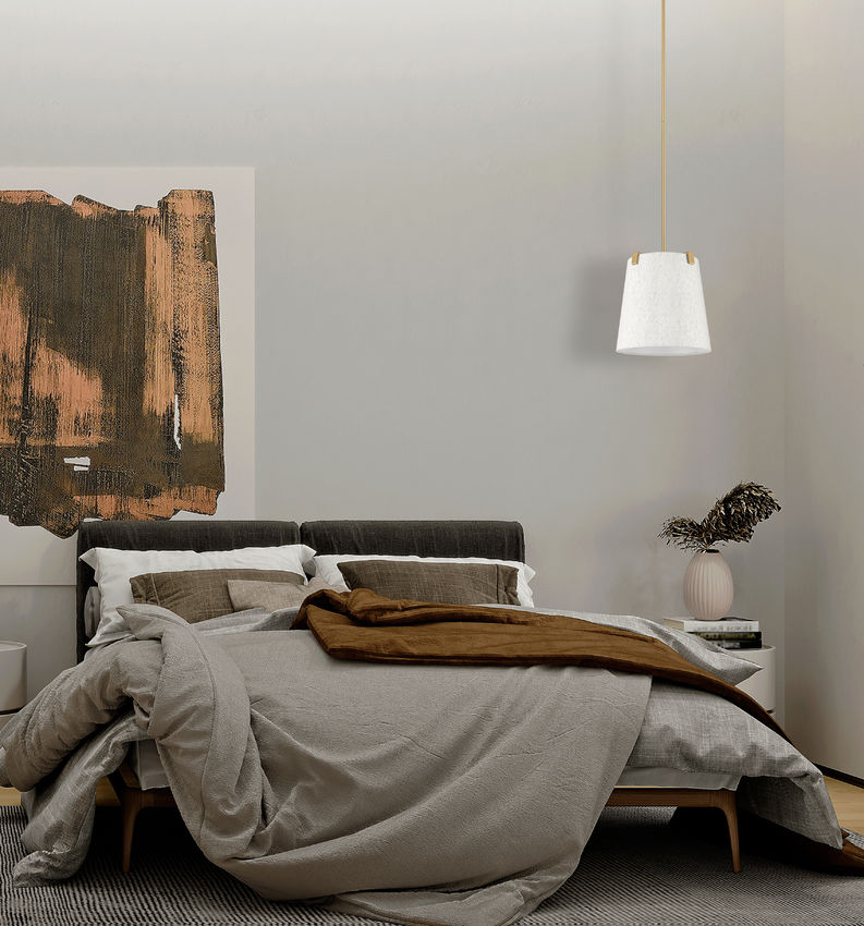 Z-Lite Weston 13" 3-Light Modern Gold and Cream Fabric Shade Pendant Light