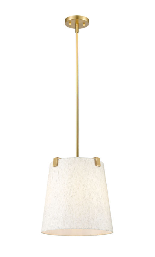 Z-Lite Weston 13" 3-Light Modern Gold and Cream Fabric Shade Pendant Light