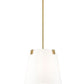 Z-Lite Weston 13" 3-Light Modern Gold and White Linen Fabric Shade Pendant Light