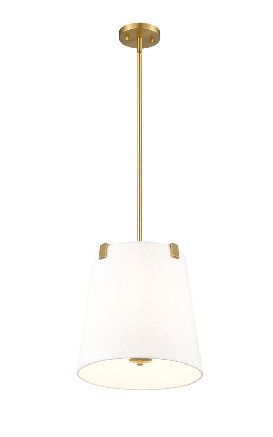 Z-Lite Weston 13" 3-Light Modern Gold and White Linen Fabric Shade Pendant Light