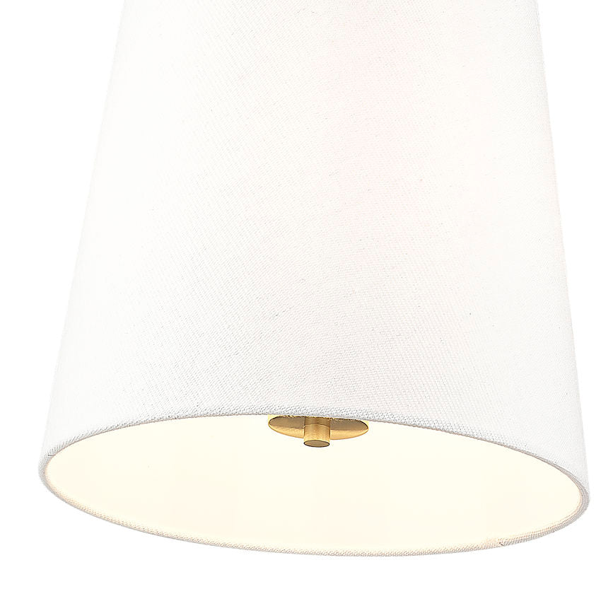 Z-Lite Weston 13" 3-Light Modern Gold and White Linen Fabric Shade Pendant Light