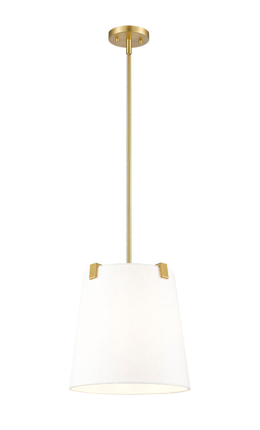 Z-Lite Weston 13" 3-Light Modern Gold and White Linen Fabric Shade Pendant Light