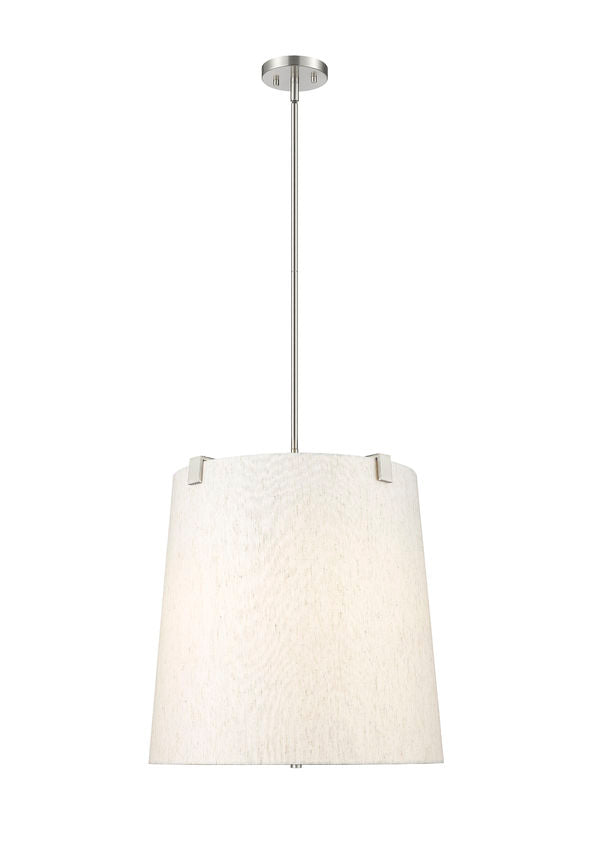 Z-Lite Weston 18" 5-Light Brushed Nickel and Cream Fabric Shade Pendant Light
