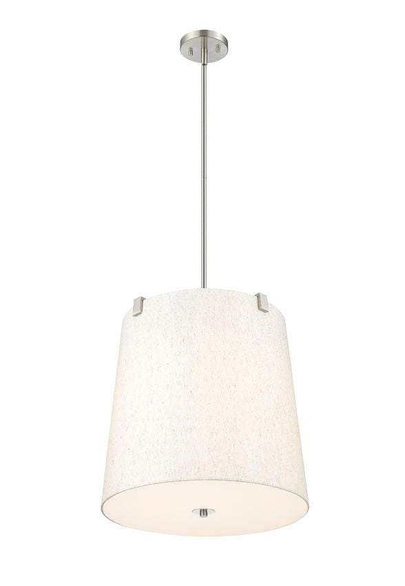 Z-Lite Weston 18" 5-Light Brushed Nickel and Cream Fabric Shade Pendant Light