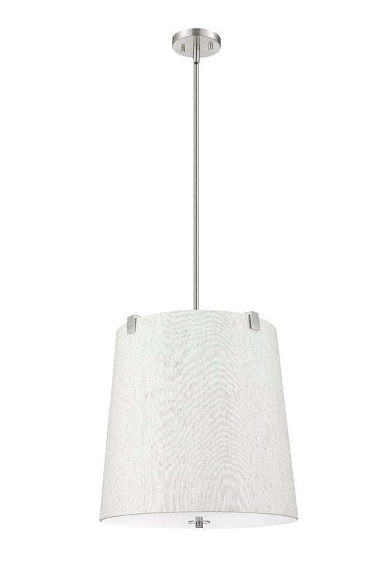 Z-Lite Weston 18" 5-Light Brushed Nickel and Cream Fabric Shade Pendant Light