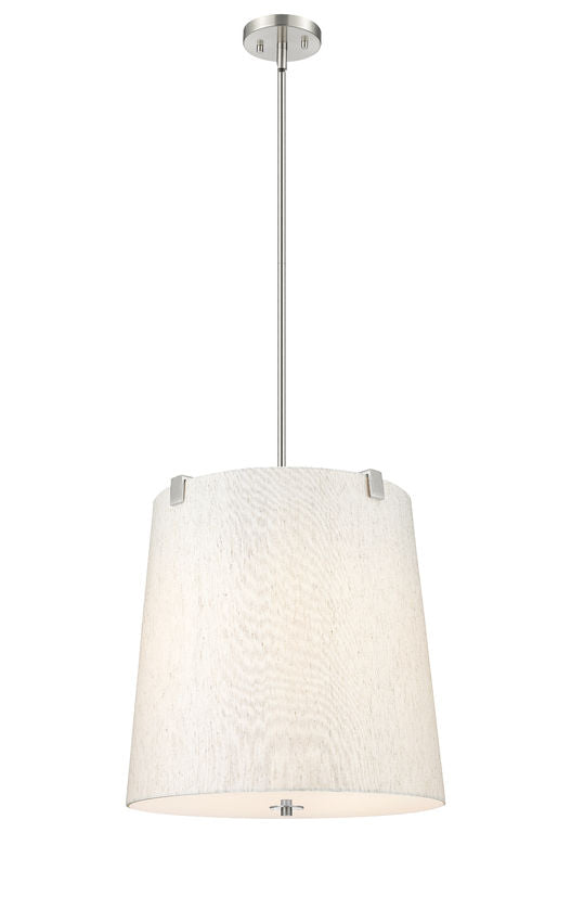 Z-Lite Weston 18" 5-Light Brushed Nickel and Cream Fabric Shade Pendant Light