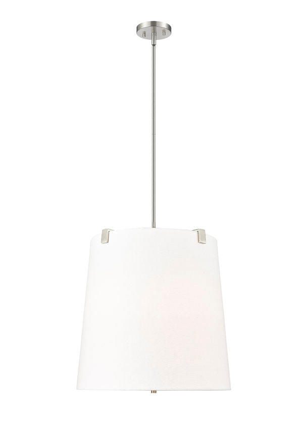 Z-Lite Weston 18" 5-Light Brushed Nickel and White Linen Fabric Shade Pendant Light