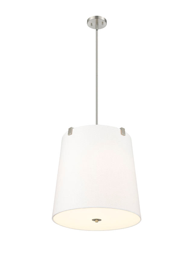 Z-Lite Weston 18" 5-Light Brushed Nickel and White Linen Fabric Shade Pendant Light