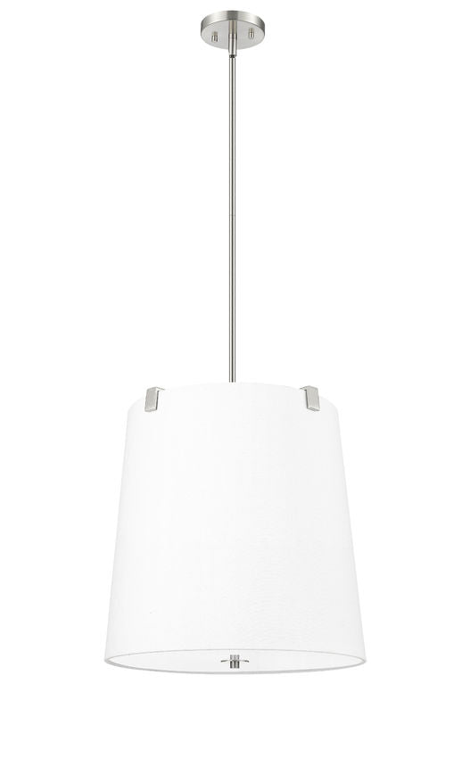Z-Lite Weston 18" 5-Light Brushed Nickel and White Linen Fabric Shade Pendant Light