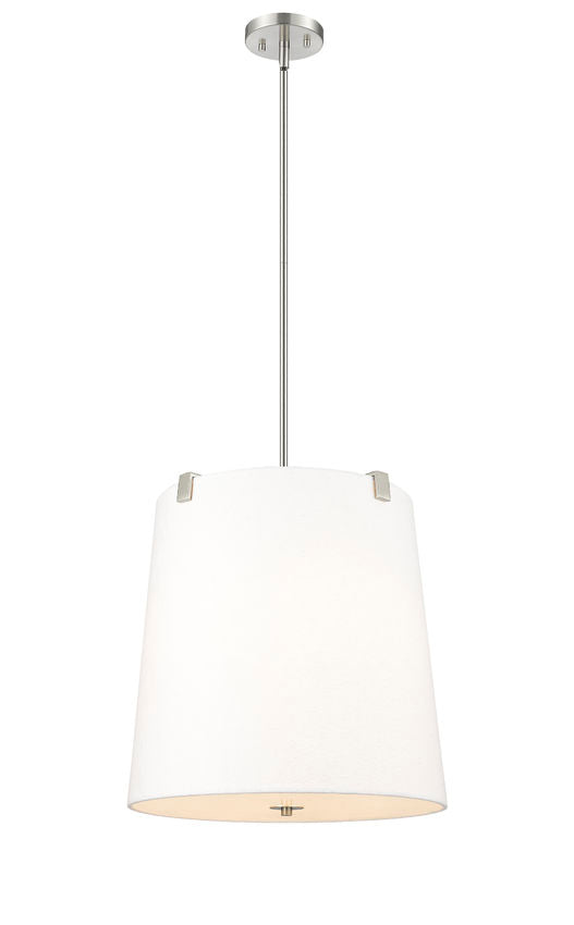 Z-Lite Weston 18" 5-Light Brushed Nickel and White Linen Fabric Shade Pendant Light