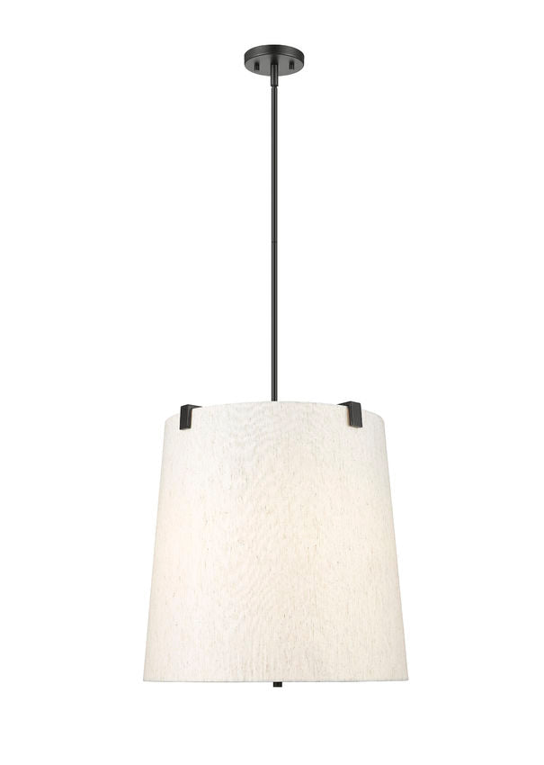 Z-Lite Weston 18" 5-Light Matte Black and Cream Fabric Shade Pendant Light