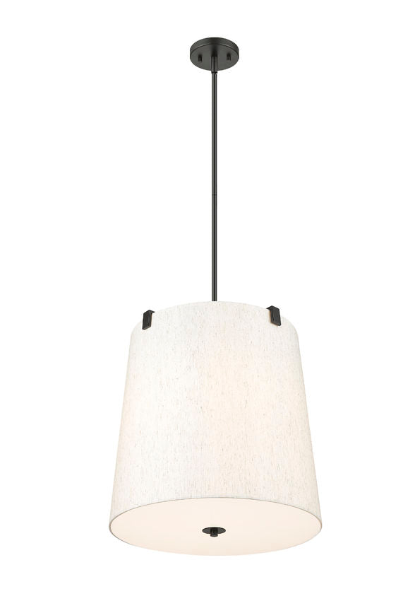 Z-Lite Weston 18" 5-Light Matte Black and Cream Fabric Shade Pendant Light