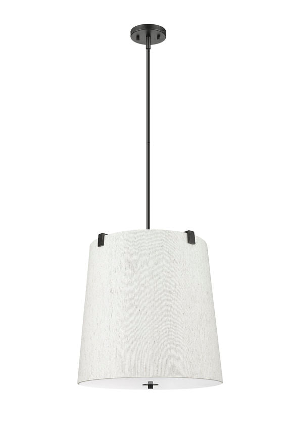 Z-Lite Weston 18" 5-Light Matte Black and Cream Fabric Shade Pendant Light