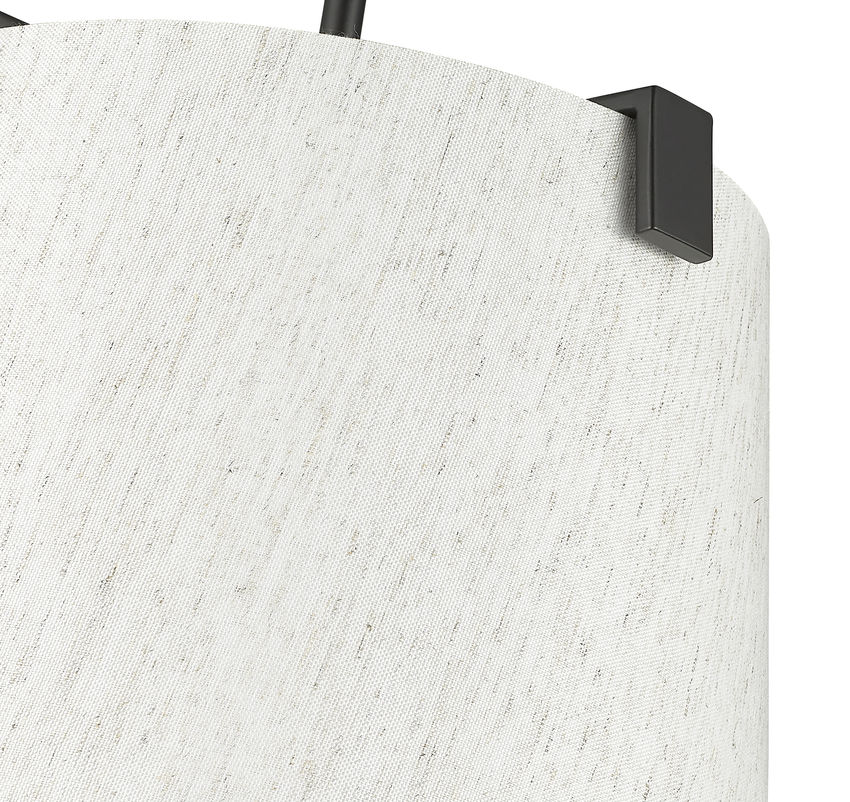 Z-Lite Weston 18" 5-Light Matte Black and Cream Fabric Shade Pendant Light