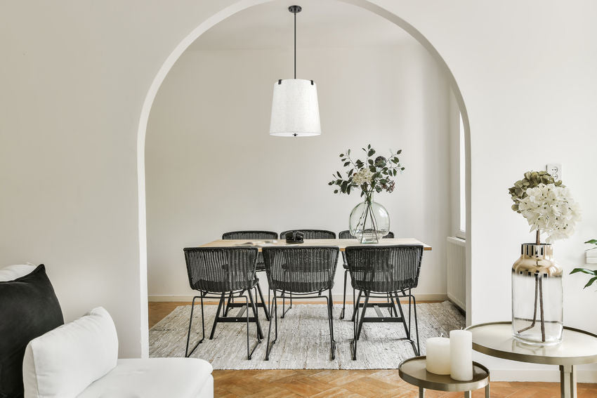 Z-Lite Weston 18" 5-Light Matte Black and Cream Fabric Shade Pendant Light