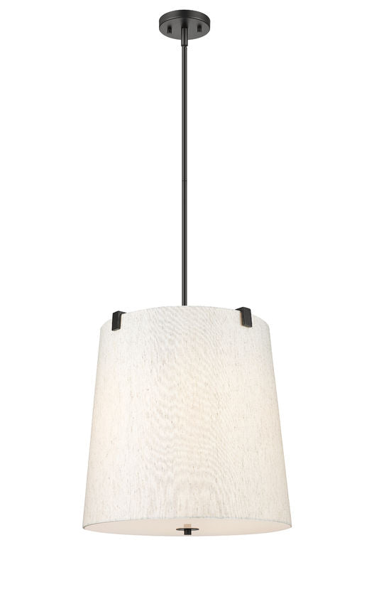 Z-Lite Weston 18" 5-Light Matte Black and Cream Fabric Shade Pendant L ...