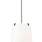 Z-Lite Weston 18" 5-Light Matte Black and White Linen Fabric Shade Pendant Light