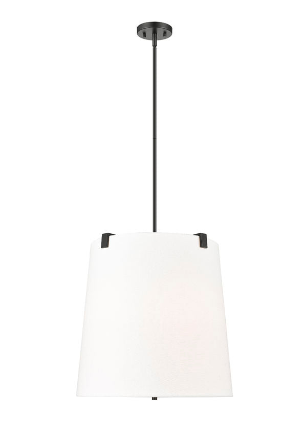 Z-Lite Weston 18" 5-Light Matte Black and White Linen Fabric Shade Pendant Light