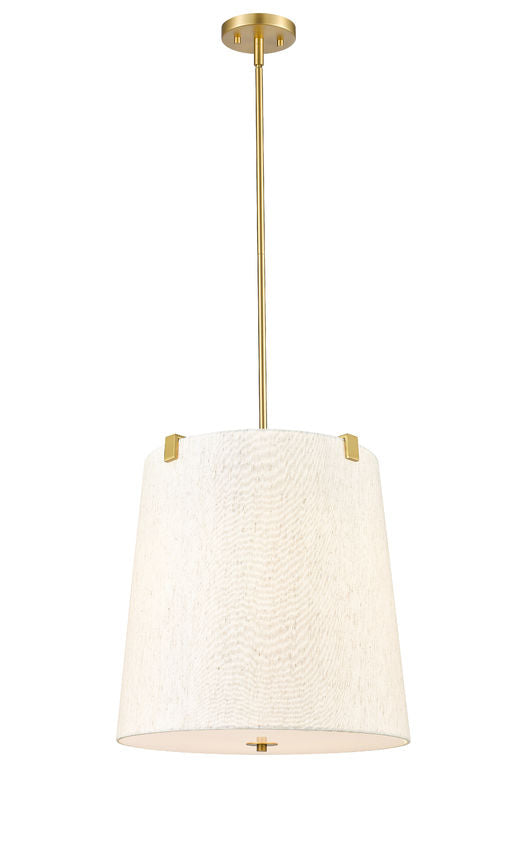 Z-Lite Weston 18" 5-Light Modern Gold and Cream Fabric Shade Pendant L ...