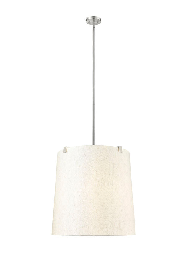 Z-Lite Weston 24" 6-Light Brushed Nickel and Cream Fabric Shade Pendant Light