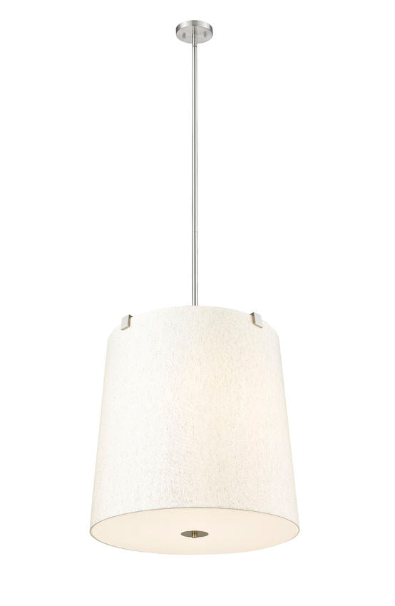 Z-Lite Weston 24" 6-Light Brushed Nickel and Cream Fabric Shade Pendant Light