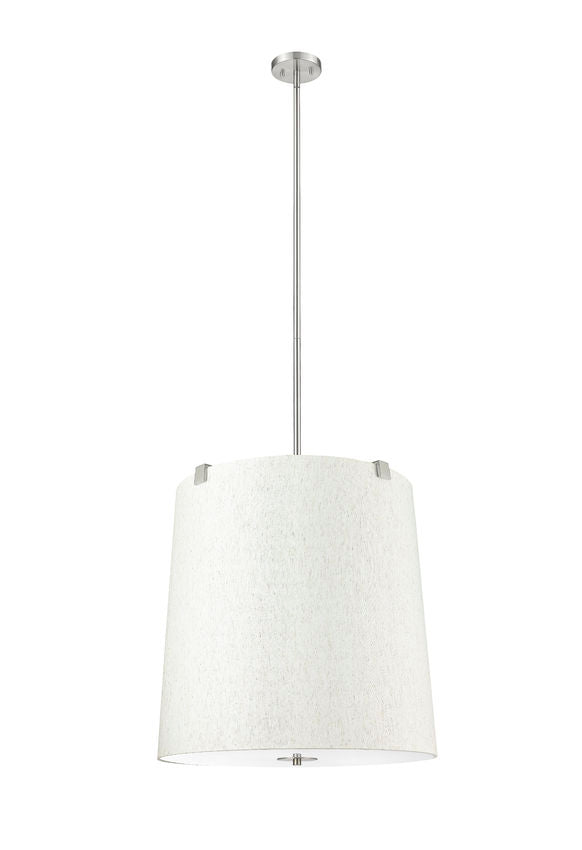 Z-Lite Weston 24" 6-Light Brushed Nickel and Cream Fabric Shade Pendant Light