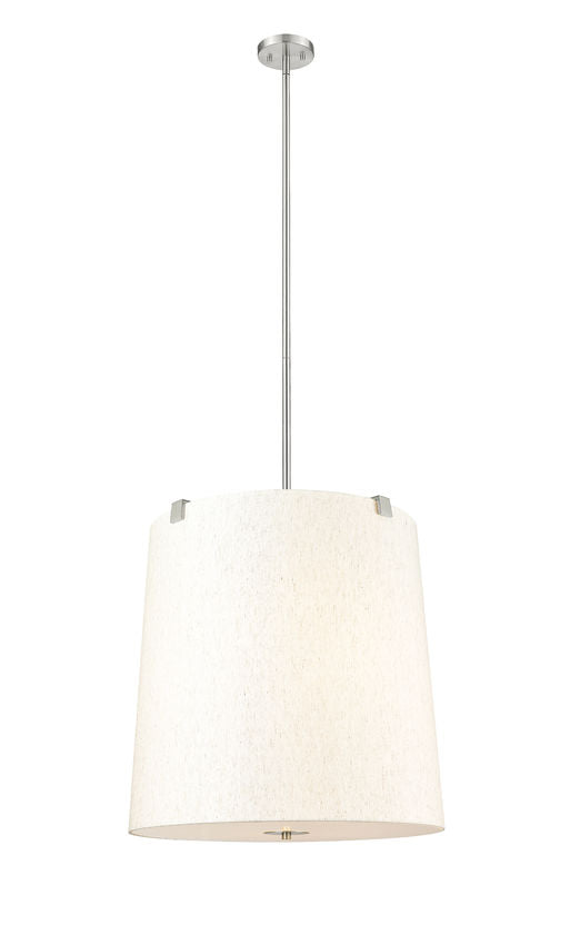 Z-Lite Weston 24" 6-Light Brushed Nickel and Cream Fabric Shade Pendant Light