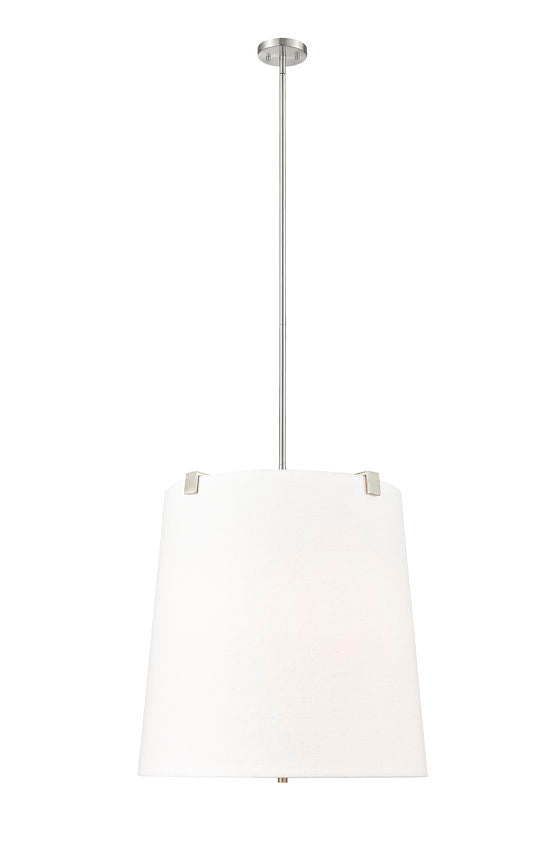 Z-Lite Weston 24" 6-Light Brushed Nickel and White Linen Fabric Shade Pendant Light