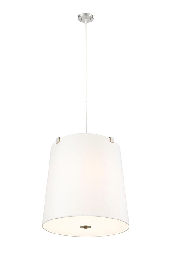 Z-Lite Weston 24" 6-Light Brushed Nickel and White Linen Fabric Shade Pendant Light