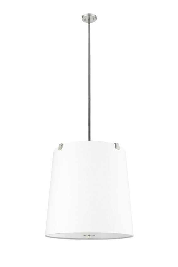 Z-Lite Weston 24" 6-Light Brushed Nickel and White Linen Fabric Shade Pendant Light