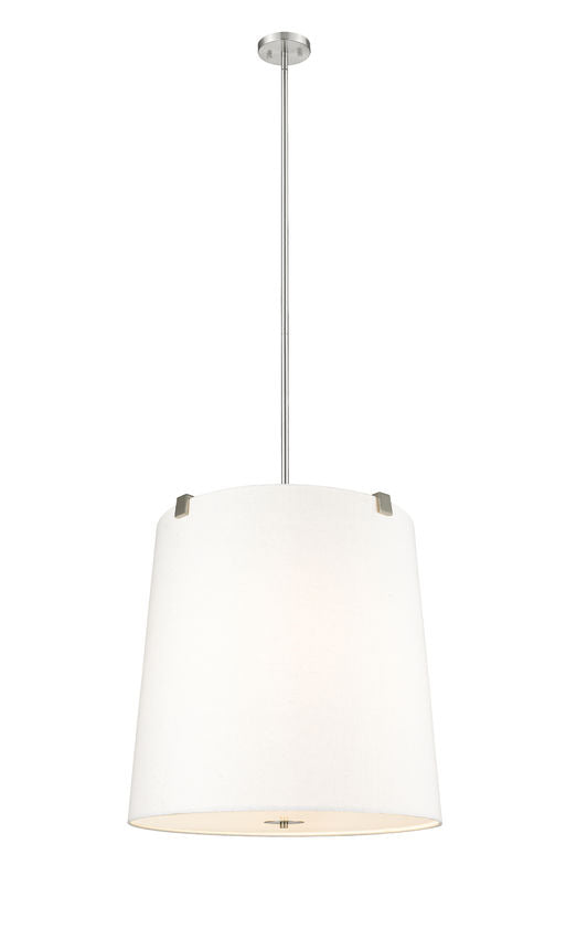 Z-Lite Weston 24" 6-Light Brushed Nickel and White Linen Fabric Shade Pendant Light