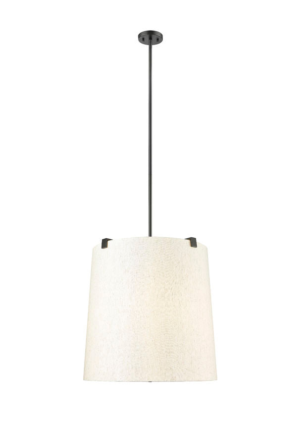 Z-Lite Weston 24" 6-Light Matte Black and Cream Fabric Shade Pendant Light