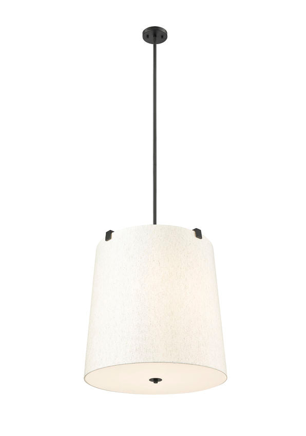 Z-Lite Weston 24" 6-Light Matte Black and Cream Fabric Shade Pendant Light