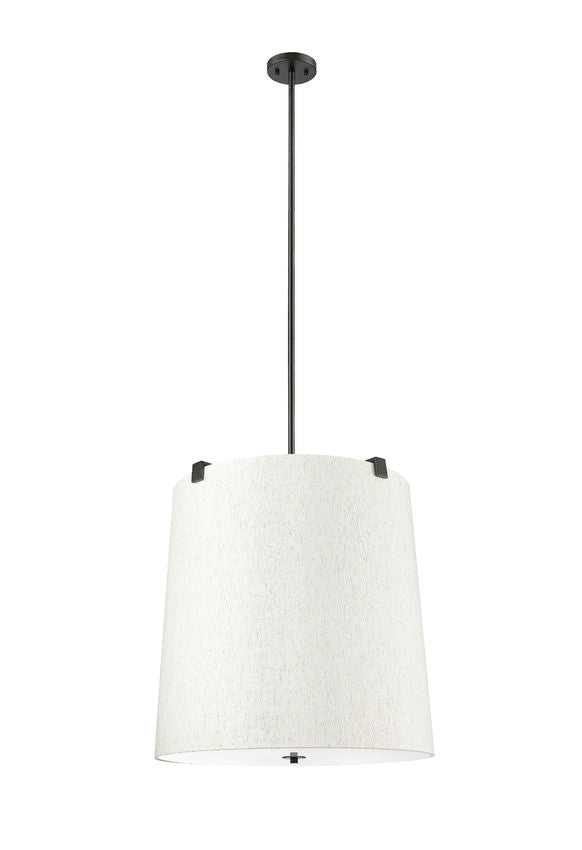 Z-Lite Weston 24" 6-Light Matte Black and Cream Fabric Shade Pendant Light