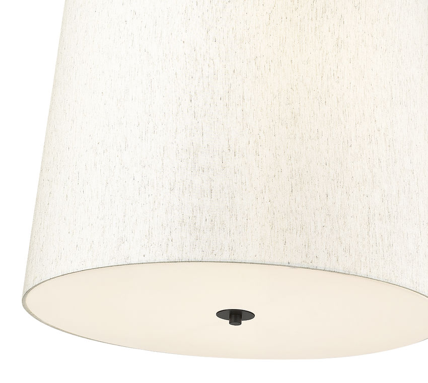 Z-Lite Weston 24" 6-Light Matte Black and Cream Fabric Shade Pendant Light