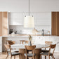 Z-Lite Weston 24" 6-Light Matte Black and Cream Fabric Shade Pendant Light