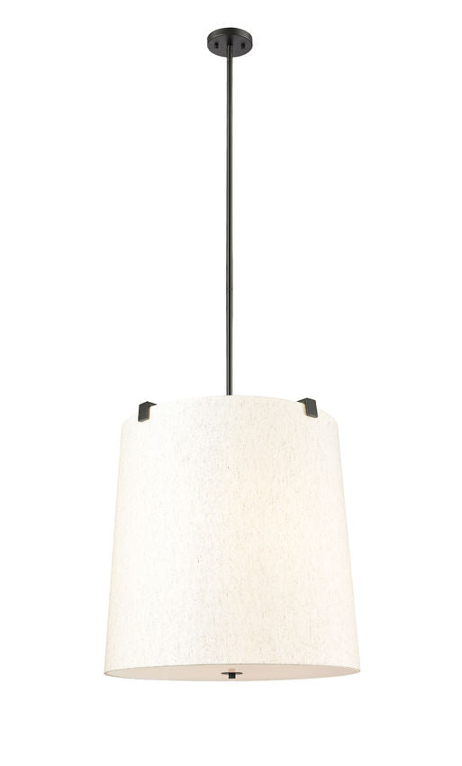 Z-Lite Weston 24" 6-Light Matte Black and Cream Fabric Shade Pendant Light