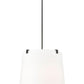 Z-Lite Weston 24" 6-Light Matte Black and White Linen Fabric Shade Pendant Light