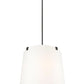 Z-Lite Weston 24" 6-Light Matte Black and White Linen Fabric Shade Pendant Light
