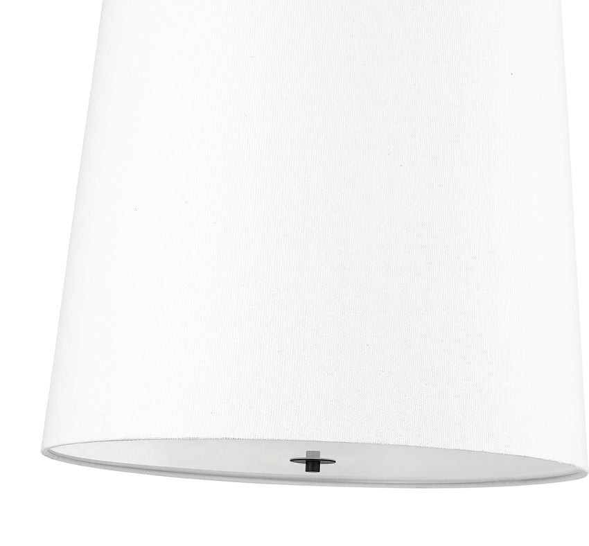 Z-Lite Weston 24" 6-Light Matte Black and White Linen Fabric Shade Pendant Light