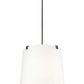 Z-Lite Weston 24" 6-Light Matte Black and White Linen Fabric Shade Pendant Light
