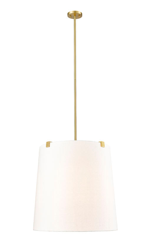 Z-Lite Weston 24" 6-Light Modern Gold and White Linen Fabric Shade Pendant Light
