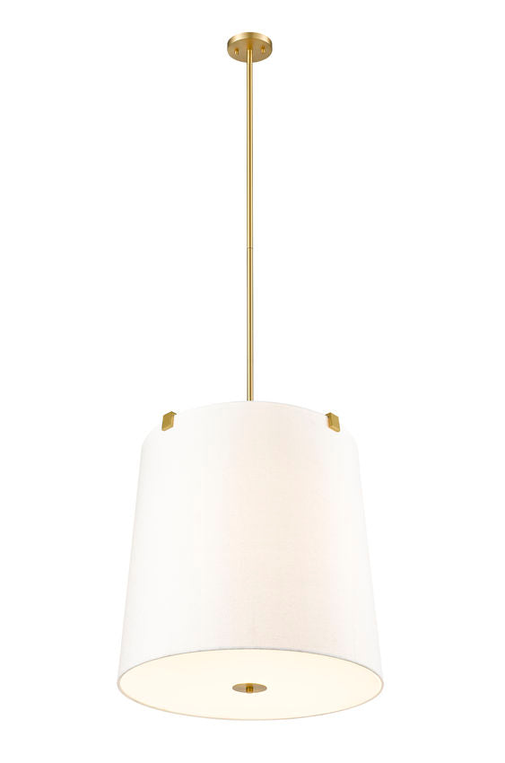 Z-Lite Weston 24" 6-Light Modern Gold and White Linen Fabric Shade Pendant Light