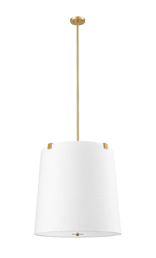 Z-Lite Weston 24" 6-Light Modern Gold and White Linen Fabric Shade Pendant Light