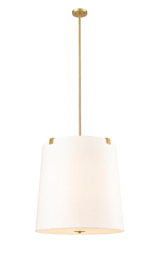 Z-Lite Weston 24" 6-Light Modern Gold and White Linen Fabric Shade Pendant Light