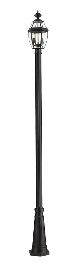 Z-Lite Westover 10" W x 112" H 2-Light Black Brass Clear Beveled Glass Shade Outdoor Post Mounted Fixture