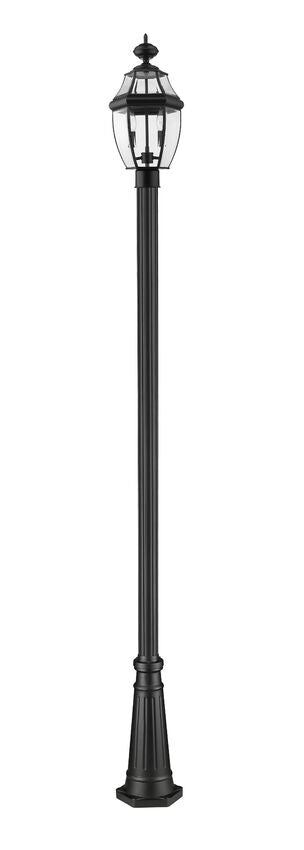 Z-Lite Westover 10" W x 112" H 2-Light Black Brass Clear Beveled Glass Shade Outdoor Post Mounted Fixture